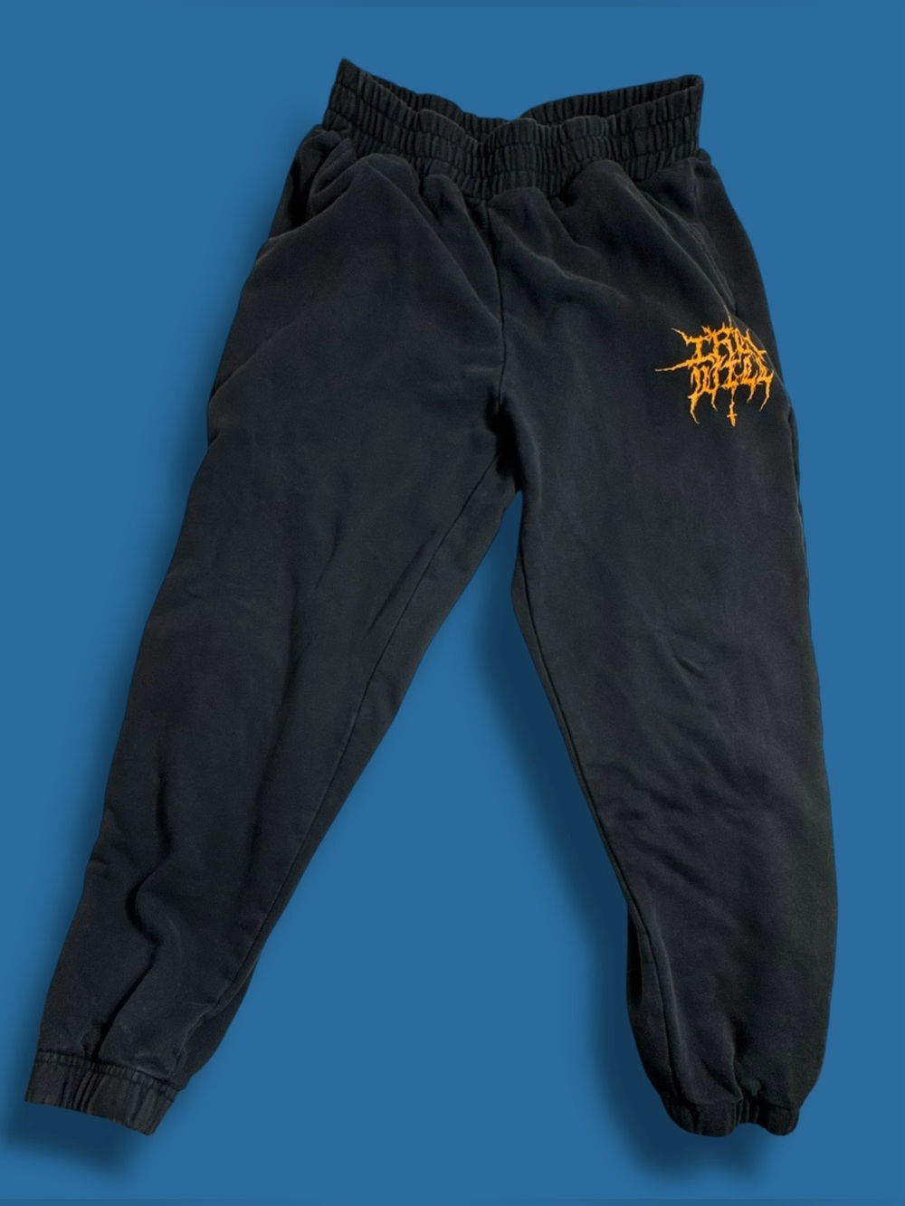 IRONWILLED Dagger Embroidered French Terry Sweatpants (L) Black Rock Heavy Metal